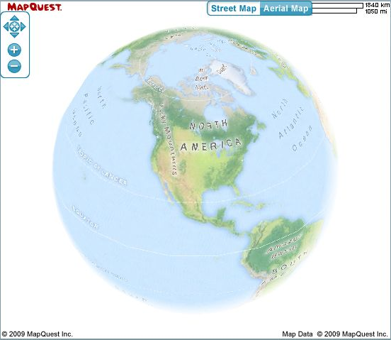 The new map style with Globe View turned on in the AS3 map toolkit